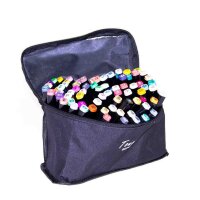 Set of 80 permanent double tip markers and carrying case
