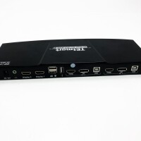 Tesmart Dual Monitor 2x2 HDMI+DisplayPort KVM Switch 4K@60Hz 4: 4: 4 Ultra 2 PC 2 Monitor Switch with additional USB 2.0 port & l/r audio output including 2 pieces 1.5 m KVM cable matt black, without DisplayPort cable and OVP