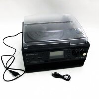 Bluetooth Plattenspieler mit Stereo Lautsprecher, LP Vinyl zu MP3 Konverter, 3 Geschwindigkeit Schallplattenspieler mit CD Spielen, Radio Empfang und Fernbedienung Funktion, mit kleinem Riss im Deckel