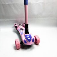 Roller Kinder ab 3 Jahre, 3 Rad Roller höhenverstellbar, Kinderscooter eingebaute Bluetooth Musik Raketendampfsprüher leuchtrollen klappbar Scooter MAX 132LBS für Kinder 3 bis 10 Jahre (Rosa)