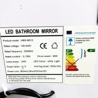 LED-Badezimmerspiegel Beleuchteter Badezimmerspiegel Wandspiegel mit Beleuchtung 50x70cm mit Touch-Schalter, Bluetooth-Sprecher und Antibeschlag, 6400K Lichtenergieklasse A ++