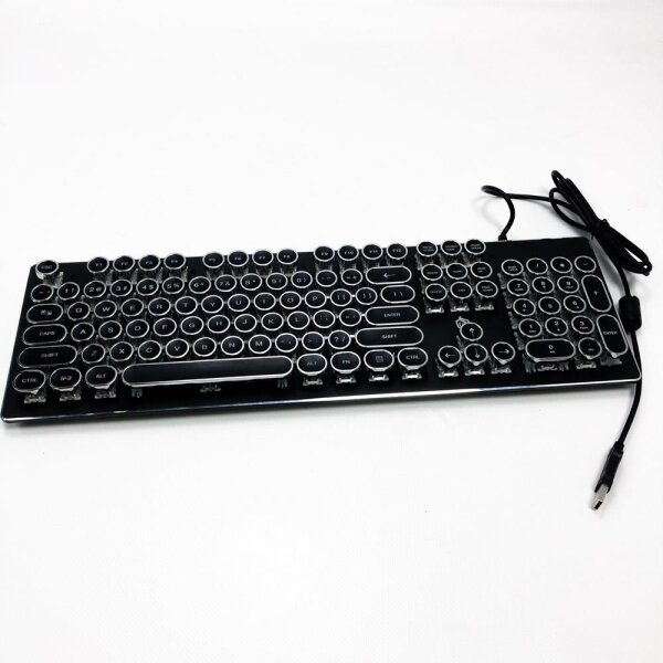 Mechanische Retro-Tastatur mit Kabel,104 Tasten mit mechanischer Welle Gaming Tastatur,Hintergrundbeleuchtung/wasserdicht/staubdicht/Plug-and-Play/Ergonomische Tastatur,für Desktop und Notebook