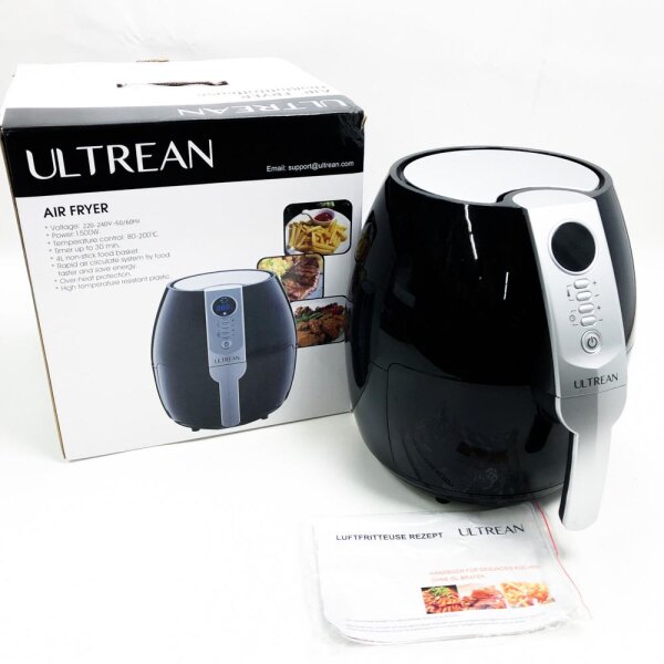 Ultrean hot air fryer, 4.6.8l hot air fryer, Air Fryer, fryer without oil? With LCD, recipe book on Deutch