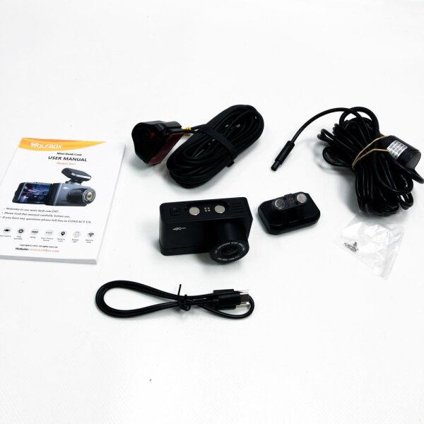 WOLFBOX 4K Dashcam Front and Rear with WiFi & GPS, Dual Dashcam, Car Camera Recorder with UHD 3840x2160P, 2.45" LCD, 170° Wide Angle, Loop Recording, WDR Night Vision, G-Sensor, Max Support 128G...