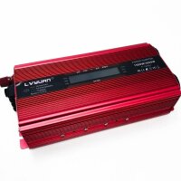 Spannungswandler 12V 230V 1500W 3000W Peak Wechselrichter LCD | stromumwandler mit 2 Steckdose USB - Rot