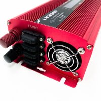 Spannungswandler 12V 230V 1500W 3000W Peak Wechselrichter LCD | stromumwandler mit 2 Steckdose USB - Rot