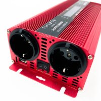 Spannungswandler 12V 230V 1500W 3000W Peak Wechselrichter LCD | stromumwandler mit 2 Steckdose USB - Rot