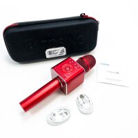 TOSING 04 drahtloses Bluetooth Karaokemikrofon, lauteres Volumen 10W Energie, mehr Baß, 3-in-1 beweglicher Handdoppeltsprecher-Mic-Maschine für iPhone/Android/iPad/PC (Rot)