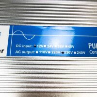 Bapdas 1000W pure sine wave car inverter / voltage converter DC 12 V to AC 220-230 V with 2 AC sockets and 1 USB ports