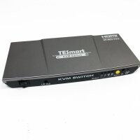 Tesmart 2 Port HDMI KVM Switch 4K@60Hz 4: 4: 4 Ultra HD | 2x1 KVM Switcher 2 in 1 out with 2 pcs. 1.5 m KVM cable supports USB 2.0 devices control of up to 2 computers/servers/DVR mystical silver