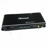 Tesmart 2 Port HDMI KVM Switch 4K 3840x2160@60Hz 4: 4 with keyboard and mouse Pass-Through 2 pieces 1.5m KVM cables supports USB 2.0 Devices Control of up to 2 computers/servers/DVRS black, without OVP