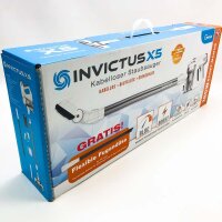 Genius Invictus X5 Akku-Staubsauger, kabelloser 2-in-1-Staubsauger mit 180 Watt Saugleistung und integrierten LED-Spotlights, Lithium-Ionen-Akku (30 Minuten), Silber