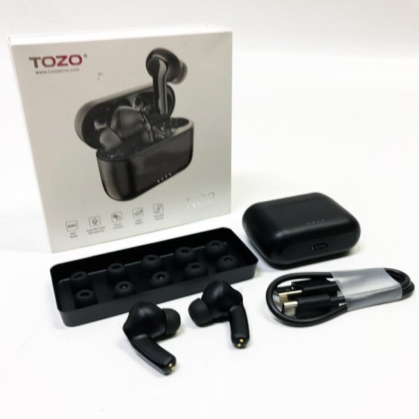 Tozo NC2 Hybrid Active Headphones Wireless with noise suppression, in-ear detection headphones, IPX6 waterproof Bluetooth 5.2 Stereo earphones, Immersive Sound Premium Deep Bass Headset Black