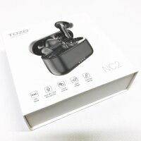 Tozo NC2 Hybrid Active Headphones Wireless with noise suppression, in-ear detection headphones, IPX6 waterproof Bluetooth 5.2 Stereo earphones, Immersive Sound Premium Deep Bass Headset Black