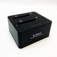 ORICO USB 3.0 zu SATA Offline Klon Festplatten Dockingstation, Dualschacht Festplattengehäuse für 2,5 und 3,5 Zoll SATA HDD/SSD bis zu 2X 12TB mit 12V 3A Netzteil (Werkzeugfrei) hat Kratzer