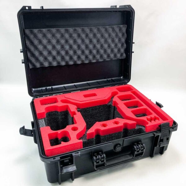 Profi Transportkoffer, Koffer für DJI Phantom 4 Pro/Pro+/V1.0/2.0/ADV/ADV+/Obsidian (mit und ohne Display), Platz für 6 Akkus + viel Zubehör, wasserdichter Outdoor Case IP67, Made in Germany