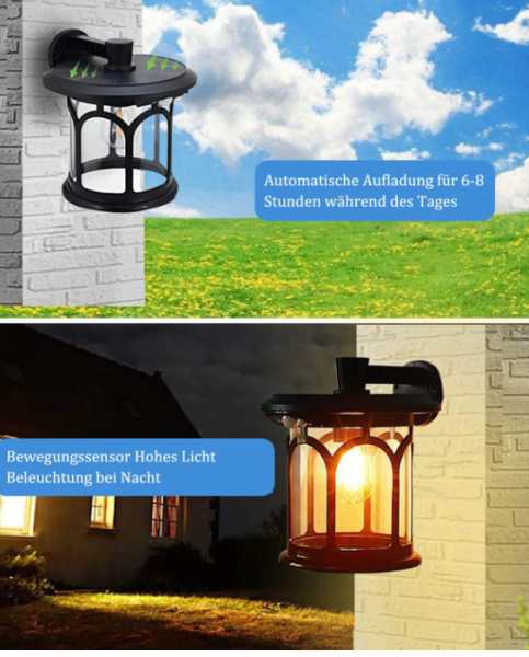 Solar LED Wandleuchte Wandlampe Außen, Solar Wandstrahler Außenbeleuchtung Wand Solarleuchten mit Bewegungsmelder, 3 Modi, Wasserdicht IP65, Solar Wandleuchte für Veranda, Garage, Fassaden(2 PCS)