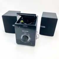 Compact hi-fi stereo microsystem-with CD player, Bluetooth, FM radio, USB, AUX input, large LED screen and button, remote control