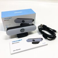 Tecknet 1080P Webcam mit Mikrofon für Desktop, Streaming-Webcam mit 3-stufiger Helligkeit, einstellbarem Ringlicht, USB-PC-Computerkamera