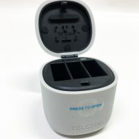 TELESIN AllinBox Ladegerät und SD-Kartenleser-Set, Dreifach-Ladegerät für GoPro Hero 10 Hero 9 Black, Schwarz (Allinbox-Ladegerät + 2 Batterien)
