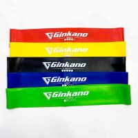 Haquno resistance tapes [5 Set] fitness band Gymnastics band 100% Natural latex Theraband with exercise instructions on German & supporting bags for muscle building, yoga, crossfit, gymnastics, etc.