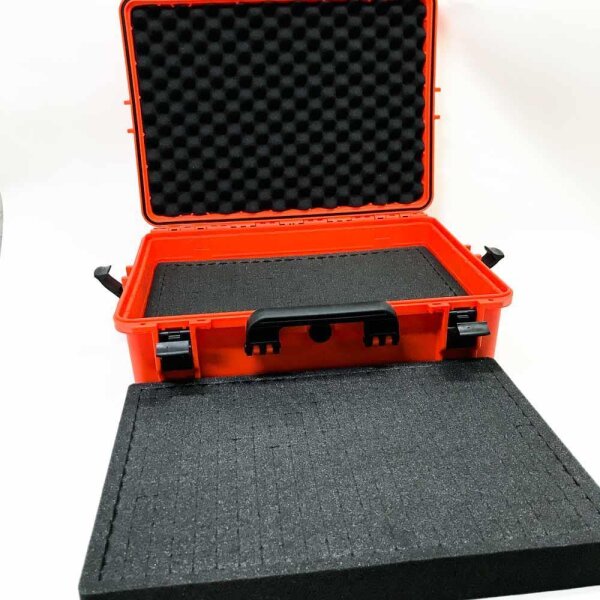 TomCase Wasserdichter Outdoor Koffer bruchfester Hartschalenkoffer mit konfigurierbarem Rasterschaumstoff/Würfelschaumstoff (Orange)