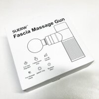 SUERW Mini Massagepistole Körper aus Legierung，4 Geschwindigkeiten Tragbare Massagegerät bis zu 3200rpm mit 2500mAh Akku und USB C Ladeanschluss Schwarz