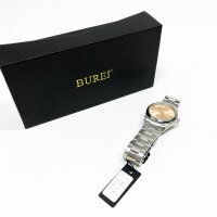 BUREI Mode Damenuhren 36mm Analog Quarz mit Edelstahlarmband für Damen Business wasserdichte Armbanduhr