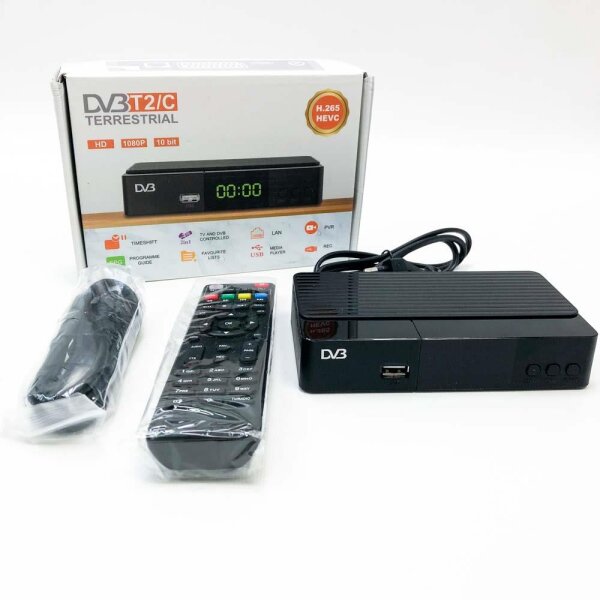 Dcolor Decoder DVB-T2/C H.265 HEVC 10Bit Digital Terrestre HDMI SCART HD 1080P for all free TV channels Supports Multimedia PVR USB WiFi [2-in-1 Universal Remote Control]