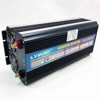 Inverter 12V 230V 4000W /8000W voltage converter with wireless remote control, 2 socket 1 USB and LED display