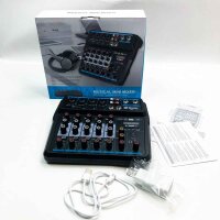 M4 M6 Mini Mixer Audio DJ Konsole mit Soundkarte USB 48V Phantomspeisung für PC Aufnahme Gesang Webcast Party (M6)