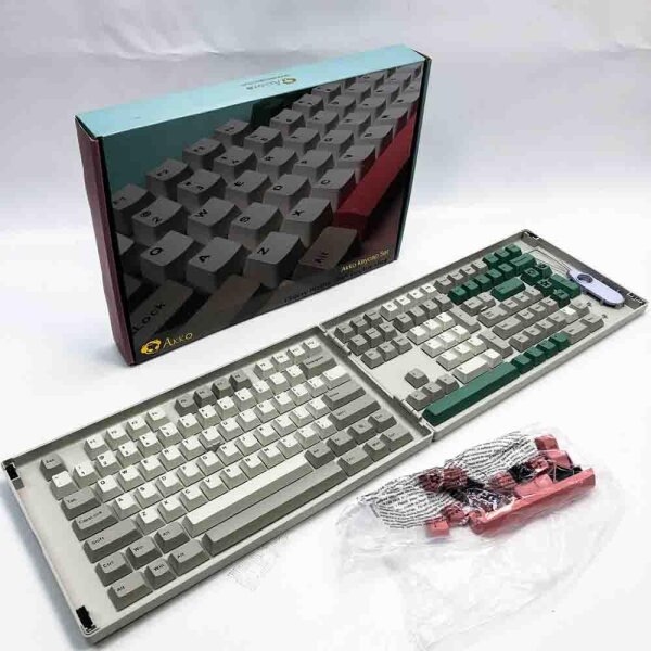 Akko 9009 Retro Tastatur Tastenkappen 177 Tasten Cherry Profile PBT Double-Shot Full Keycap Set für Mechanische Tastaturen mit Sammelbox