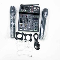 Depusheng UF4-M Studio Audio Sound Mixer Board – 4-Kanal Bluetooth-kompatibles professionelles tragbares digitales DJ-Mischpult mit drahtlosem Mikrofon – Mischpulte für Studioaufnahmen