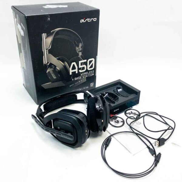 ASTRO Gaming A50, Wireless Gaming-Headset mit Ladestation, Dolby Audio, Game/Voice Balance Control, 2,4 GHz Kabellos, 9m Reichweite, für PS5, PS4, PC, Mac - Schwarz/Silber