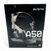 ASTRO Gaming A50, Wireless Gaming-Headset mit Ladestation, Dolby Audio, Game/Voice Balance Control, 2,4 GHz Kabellos, 9m Reichweite, für PS5, PS4, PC, Mac - Schwarz/Silber