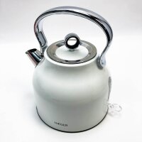 HAEGER ART DECO WHITE - Wasserkocher 1,7 Liter, 2200 W, 360º drehbarer Sockel, versteckter Widerstand in INOX, Trockengehschutz, automatische Abschaltung