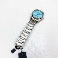 BUREI Damenuhr Klassisch Elegant Uhr Damen Analog Quartz Armbanduhr mit Edelstahlarmband Armbanduhr Damen Silber Klein Blau Dial