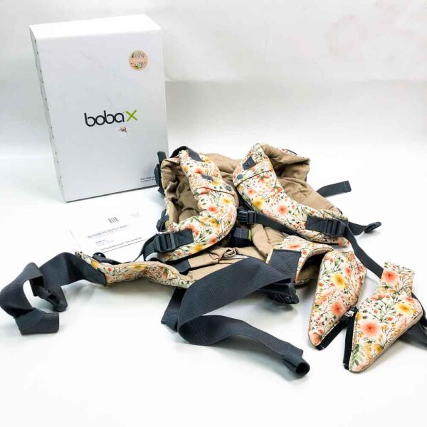 Boba X Evolutionary, ergonomic and adaptable baby carrier up to 20 kg with adjustable cover and seat extensions, 100 % cotton (flower pattern)