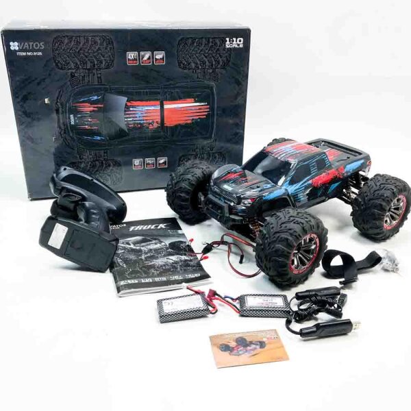 VATOS RC Auto 1:10 Fernbedienung 80M 46 km/h 4x4 4WD 2,4 GHz Funksteuerung Monster Truck Rock Racing Crawler Hochgeschwindigkeits-Geländewagen Buggy mit kratzern, ein Rad ist defekt.