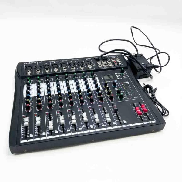 Depusheng DT8 Professioneller Mixer Soundboard Konsole 8 Kanal Tischsystem Interface Digital USB Computer MP3-Eingang 48V Phantomspeisung, Schwarz