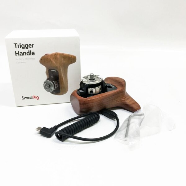 Smallrig remote outer handle (right side) with start/stop button and wooden handle for Sony mirrorless cameras - HSR2511