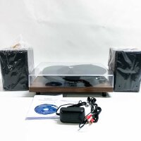 Plate player with Bluetooth, HiFi System Wireless Turntable with 36 watt shelf speakers, adjustable counterweight with magnetic cartridge, RCA output for High Fidelity Sound.