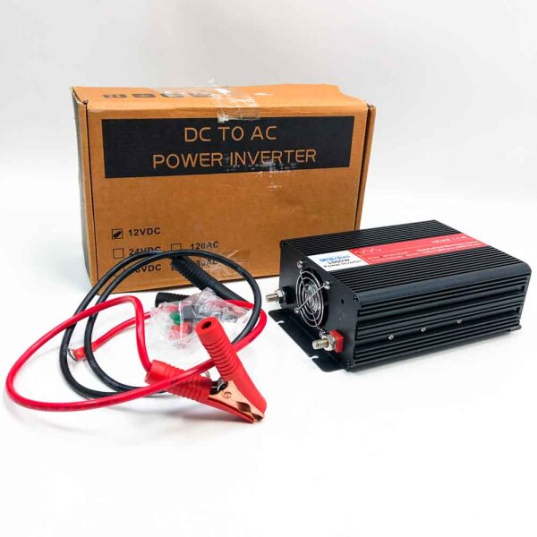 BAPDAS 1000W vehicle inverter / voltage converter DC 12 V on AC 220-230 V with 2 AC socket and 80cm cable