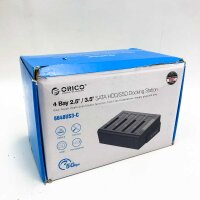 ORICO USB 3.0 zu SATA Offline Klon Festplatten Dockingstation, 4-Steckplatz Festplattengehäuse für 2,5 und 3,5 Zoll SATA HDD/SSD bis zu 4X 16TB mit 12V 6.5A Netzteil (Werkzeugfrei, LED Statusanzeige)