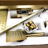 Onyzpily shower fittings 3 functions shower system shower set rain shower including head shower, hand shower, adjustable shower rod, shower shower panel shower yeast brushed gold