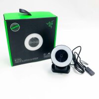Razer Kiyo-Streaming camera with ring lighting (USB Webcam, HD video 720p, 60 FPS, compatible with open broadcaster sofware, Xplit, autofocus, camera clip, tripod connection) Black