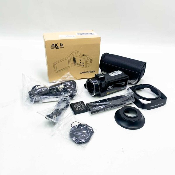 Video Camera 4K Video Camcorder 30.0MP18X Digital Zoom Ultra HD Vlogging Camcorder with Microphone 3" LCD Touchscreen Webcam Function YouTube Video Camera with Lens Hood