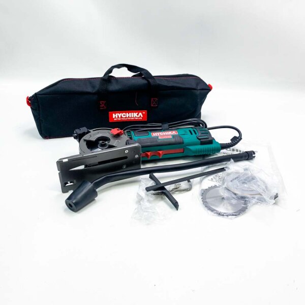 Mini Kreissäge, HYCHIKA Handkreissäge mit 3 Sägeblättern, Laserführung, Skalenlineal, 500W Motor aus reinem Kupfer, 4500RPM, Ideal für Holz-, Weichmetall-, Fliesen- und Kunststoffschnitte