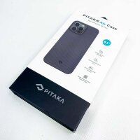 pitaka Hülle kompatibel mit iPhone 13 Pro (6.1 Zoll), Ultradünne und Leichte Schutzhülle aus 600D Aramidfaser, Kratzfeste und Haltbare Handyhülle für iPhone 13 Pro, Air Case Serie, Schwarz/Grau Artikl ist zerkratzt