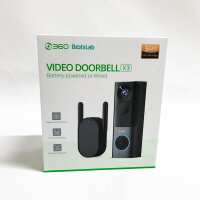 360 2K HD Kabellose Video Türklingel Sicherheitskamera mit Türklingel Akkubetrieben Türglocke mit AI Personenerkennung, Beidseitige Audiofunktion, Mühelose Installation (Schraubenpositionierungskarte fehlt)